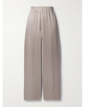 FFORME Maud Metallic Cloqué Wide-Leg Trousers - Natural