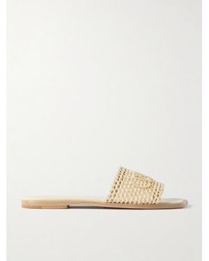 Chloé Flower Crocheted Slides - Natural