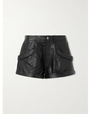 R13 Gathered Leather Shorts - Black