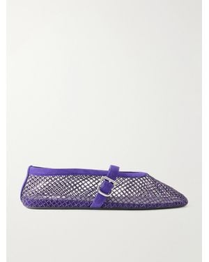 Alaïa La Ballerine Suede-Trimmed Mesh Ballet Flats - Purple