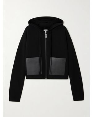 Loewe Kapuzenjacke Aus Einer Wollmischung Mit Lederbesatz - Schwarz
