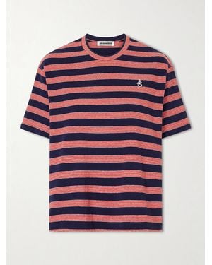 Jil Sander Loogo-Embroidered Striped Cotton T-Shirt