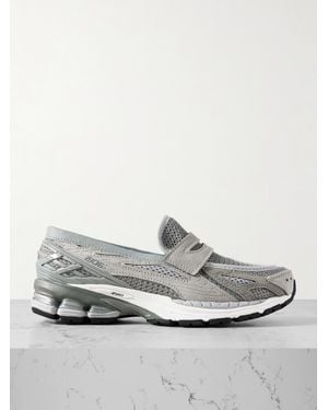 New Balance 1906L Rubber And Leather-Trimmed Mesh Loafers - Grey