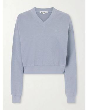 ÉTERNE Embroidered Cotton-Jersey Jumper - Blue