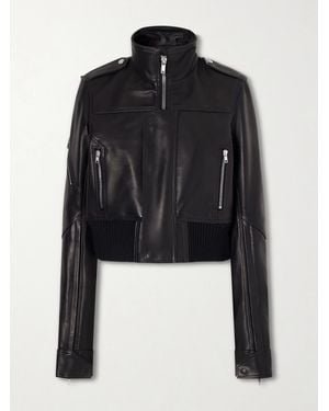 Rick Owens Cropped Leather Biker Jacket - Black