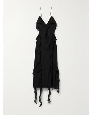 KHAITE Pim Ruffled Silk-Georgette Midi Dress - Black