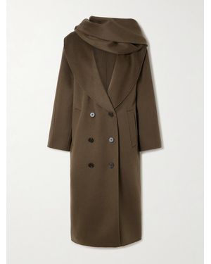 Rohe Double-Breasted Scarf-Detailed Layered Wool Coat - Brown
