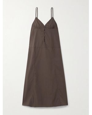Deiji Studios Organic Cotton-Poplin Midi Dress - Brown