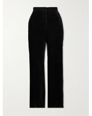 The Row Hose Mit Geradem Bein Aus Geripptem Samt - Schwarz