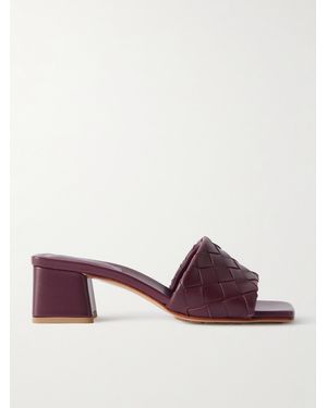 Bottega Veneta Riva Intrecciato Leather Mules - Purple