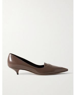 The Row Viv Glossed-Leather Pumps - Natural