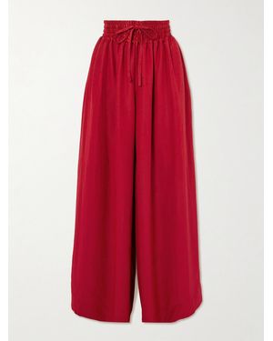Maria McManus Basketball Satin-Trimmed Twill Wide-Leg Trousers - Red