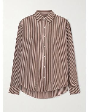 Comme Si La Shirt Classica Striped Cotton-Poplin Shirt - Brown