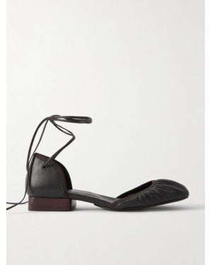 Lemaire Ruched Leather Ballet Flats - Brown