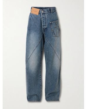 JW Anderson Twisted Hoch Sitzende, Asymmetrische Jeans Mit Stickereien - Blau