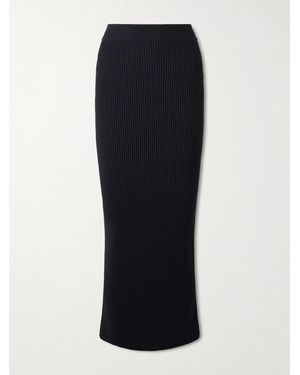 Balmain Ribbed-Knit Midi Skirt - Black