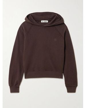 ÉTERNE Sonny Embroidered Cotton-Jersey Hoodie - Brown