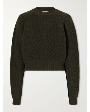 Ulla Johnson Ronan Cropped Open-Knit Wool Jumper - Green