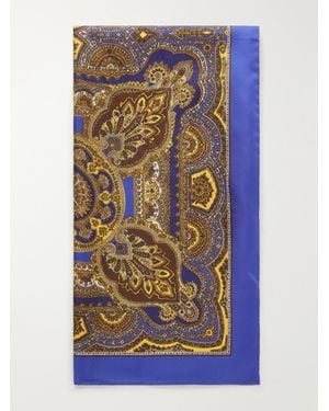 Saint Laurent Paisley-Print Silk-Twill Scarf - Blue
