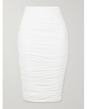 Maygel Coronel Dasos Ruched Stretch-Jersey Midi Skirt - White