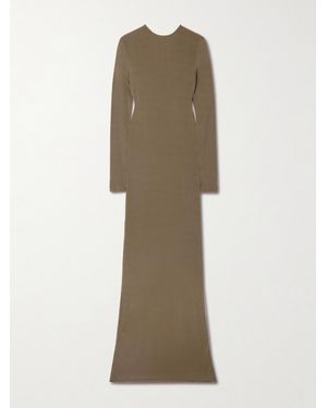 Saint Laurent Twist-Back Jersey Maxi Dress - Natural