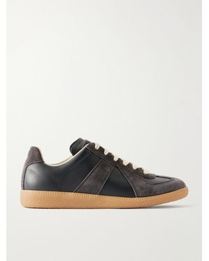 Maison Margiela Replica Suede And Leather Sneakers - Blue