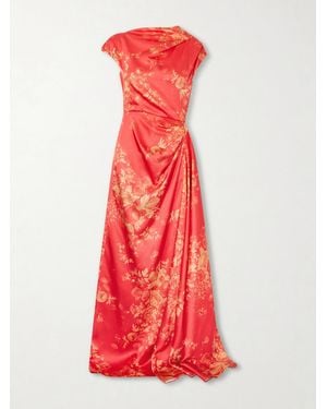 Erdem Floral-Print Duchesse Satin Gown - Red