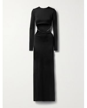 Et Ochs Luisa Cutout Crystal-Embellished Glossed-Jersey Gown - Black