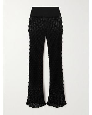 Alaïa Open-Knit Straight-Leg Trousers - Black