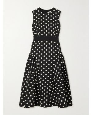 Erdem Penelope Belted Polka-Dot Taffeta-Faille Midi Dress - Black