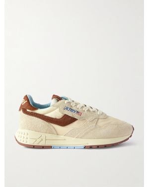 Autry Reelwind Low Calf Hair-Trimmed Suede And Shell Trainers - Natural