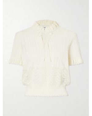 McQueen Tie-Detailed Crocheted Polo Shirt - Natural