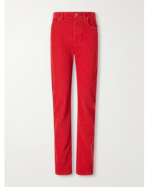 Versace Cotton-Corduroy Straight-Leg Trousers - Red