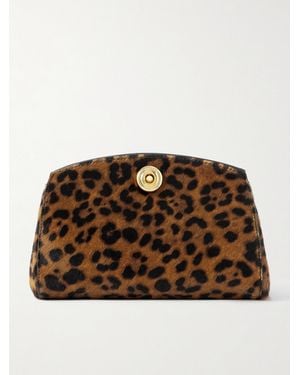 Liffner Leopard-Print Calf Hair Clutch - Brown