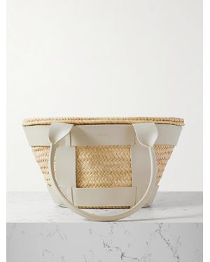 DeMellier London Santorini Leather-Trimmed Raffia Tote - Natural