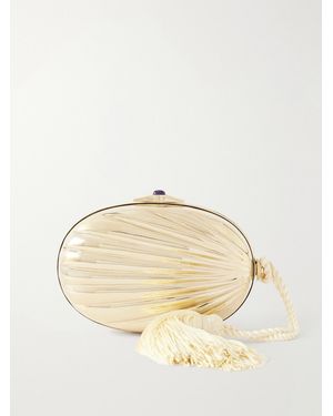 Juju Vera Petra Gemstone-Embellished Tasselled Cord Clutch - Natural