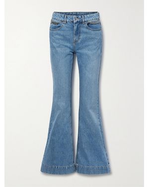 Stella McCartney Net Sustain Iconic Chain-Embellished High-Rise Flared Jeans - Blue
