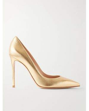 Gianvito Rossi Gianvito 105 Metallic Leather Court Shoes - Natural