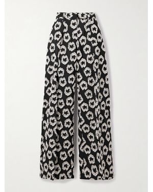 Ulla Johnson Cai Pleated Recycled Fil Coupé Faille Wide-Leg Pants - White