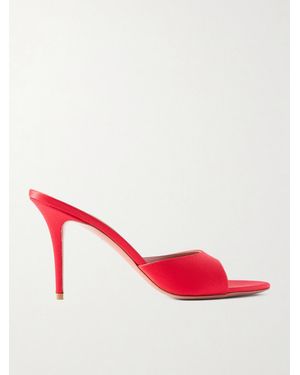 AMINA MUADDI Elodie Satin Mules - Red