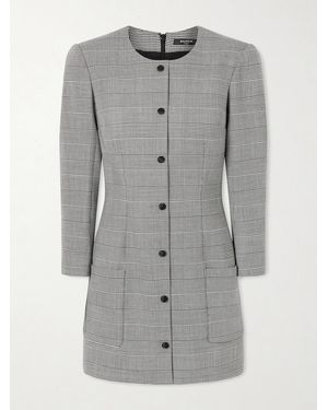 Balmain Prince Of Wales Wool-Blend Mini Dress - Gray