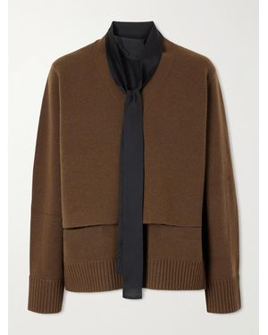 Sacai Scarf-Detailed Wool Cardigan - Brown