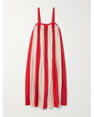 Bode Liberty Gestreiftes Maxikleid Aus Baumwolle - Rot