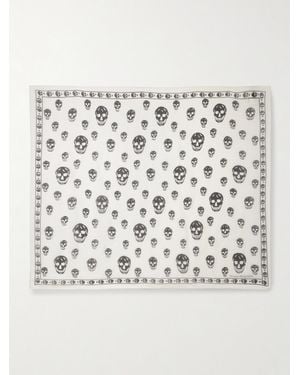 McQueen Printed Silk-Chiffon Scarf - Natural
