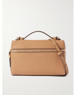 Tory Burch Romy Slim Embellished Textured-Leather Shoulder Bag - Natural