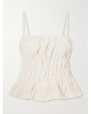 STAUD Ayla Ruffled Linen Tank - Natural