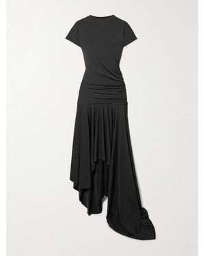 Maygel Coronel Cardozo Ruched Asymmetric Stretch-Jersey Dress - White