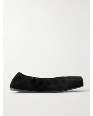 Alaïa Ballerinas Aus Veloursleder Mit Lederbesätzen - Schwarz