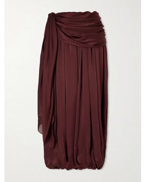 Zimmermann Luna Draped Silk Wide-Leg Pants - Purple
