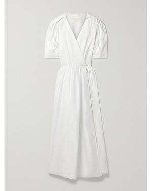 Jason Wu Gathered Cotton-Sateen Midi Wrap Dress - White